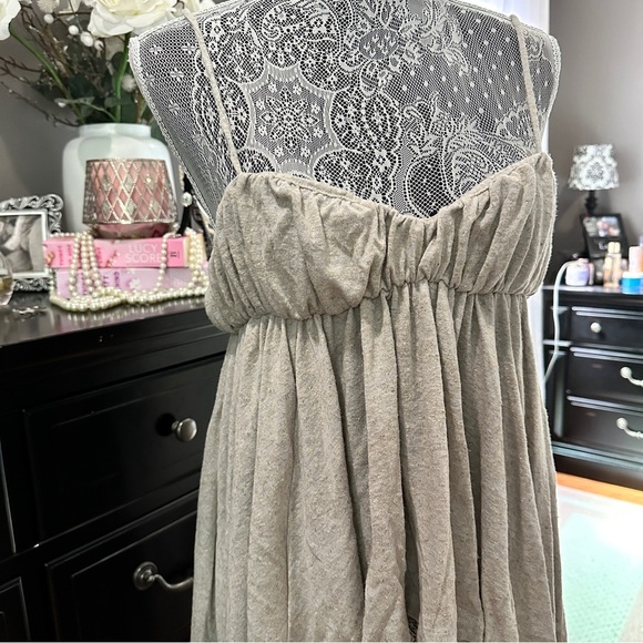 Free People Lacey Tunic Asymmetrical Babydoll Tank Tunic Beige Gray Size S - Picture 4 of 16